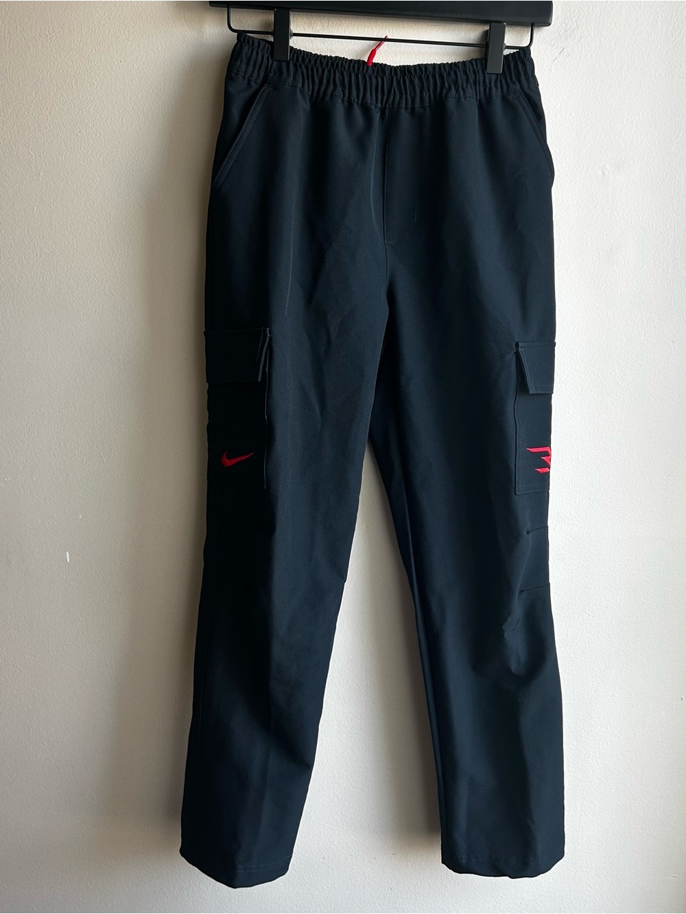 Nike Black Cargo Pants with Red Logos